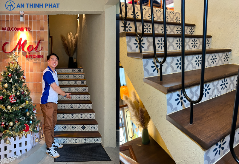 Hoàn thiện công trình tấm ốp bậc cầu thang cho khách